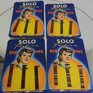 Solo Fashion Bob Pins New Old Stock Made in Canada Set Of 4 Packs: 30 Pins Total